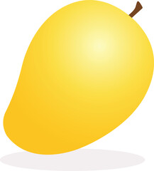 Ripe yellow mango vector in minimal style with gradient effect on transparent background