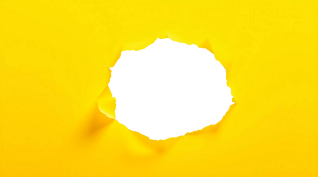 Ripped transparent hole in yellow paper