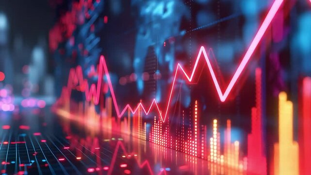 Financial data downward trend visualization footage
