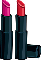 Two Elegant Lipsticks with Detached Cap Display
