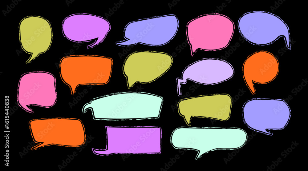 Poster liquid abstract speech bubbles. hand drawn organic abstract frames. empty text shapes.