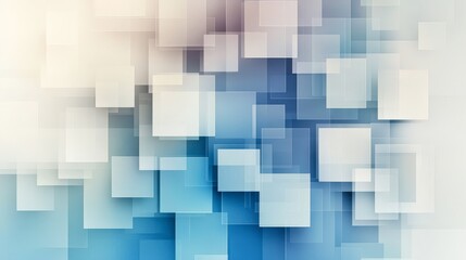 A tranquil abstract background featuring overlapping translucent squares in various shades of blue and white, ideal for use in presentations, websites, or artistic projects,