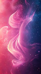 Abstract Nebula Cloud with Stars in Pink and Blue