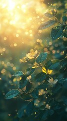 Flowering Branch Shines with Sunlight and Bokeh Effects