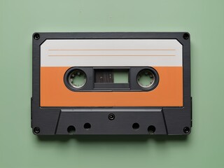 Fototapeta premium Cassette with Clear Details, Muted Green Background