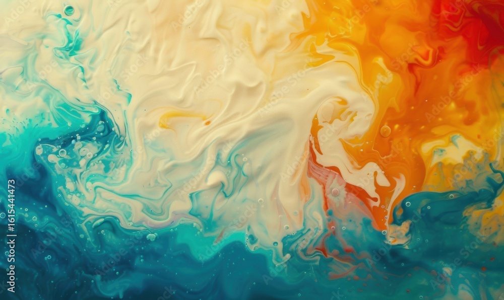 Poster dynamic abstract art blend of vibrant colors in a fluid motion pattern