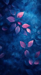 Abstract Leaf Pattern with Pink and Blue Hues