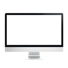 Fototapeta premium A modern computer monitor with a blank white screen isolated on white or transparent background. PNG
