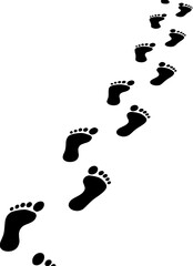 Up footprint trail of human, human footprints silhouette &ndash; stock vector