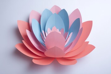 Minimalist Papercraft Lotus Flower Illustration