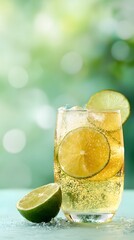 Close-up of refreshing citrus drink in bright outdoor setting zesty beverage photography delight