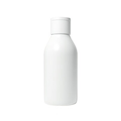 Blank white plastic bottle with a cap.