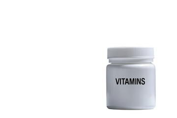 White vitamins bottle isolated on transparent background