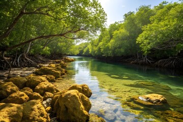 Fototapeta premium Turquoise spring Blue Eye - Syri i Kalter, near a town of Muzine, Albania. The spring is very powerful, cold and deep and is a source of a river Bistrice