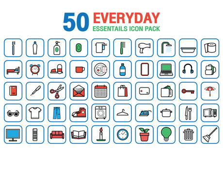 50 Everyday Essential Icon Pack. Vector Illustration