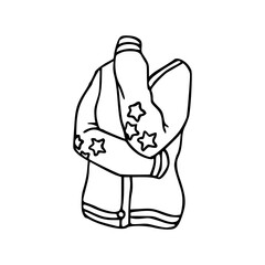hooded sweater with star decorations line art