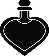 heart shaped potion bottle vector icon.