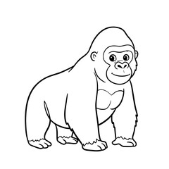 Obraz premium Cartoon gorilla standing in a playful pose on white background 