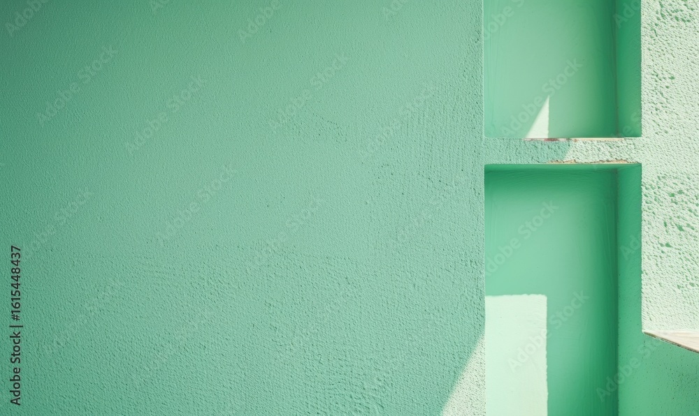 Aufkleber geometric architecture with sunlight and soft shadows on textured walls