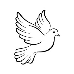 Fototapeta premium Flying dove illustration in simple line art style 