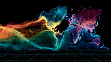 Digital art innovation stunning abstract maps for visualizing global data flow perspectives