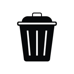 Black trash can icon isolated on white background