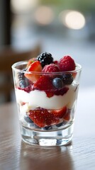 Cozy close-up of delicious fruit parfait a healthy indulgence for dessert photography