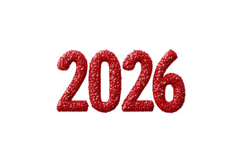 2026 red glitter numerals on transparent background