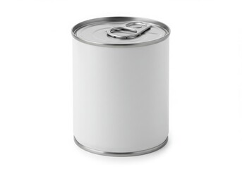 Blank white metal can isolated on white background
