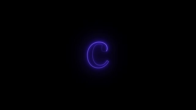 Neon Letter C Illuminating the Darkness Futuristic Display Glowing Symbol Emitting Electric Blue Light Striking Monogram