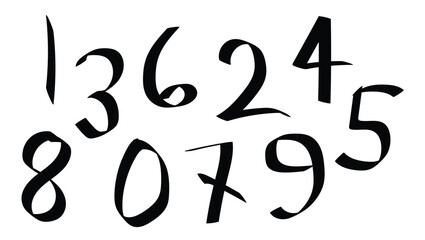 Vector Hand Drawn Brush Style Numbers Set