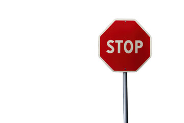 Stop road sign on transparent background