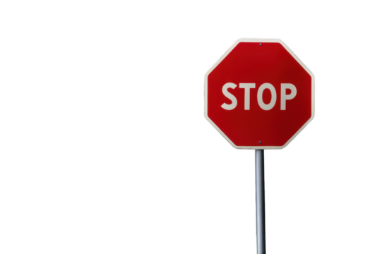 Stop road sign on transparent background
