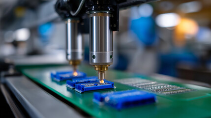 Fototapeta premium Compact SCARAbots Deploying Micro Sensors on Circuit Boards