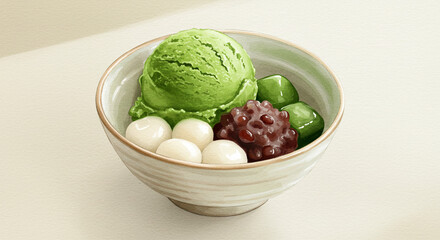 抹茶アイスと和の甘味