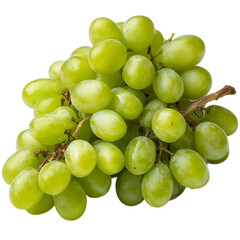 Photo of a close up shot of a fresh bunch of green grapes, a healthy and sweet fruit, isolated on white isolated on transparent background