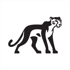 Obraz premium Silhouette Style Vector Cheetah Logo Icon – Minimal Wild Cat Emblem for Sports Branding, Fast Animal Symbol, Monochrome Jungle Predator Design, Elegant Graphic for Print and Digital Use
