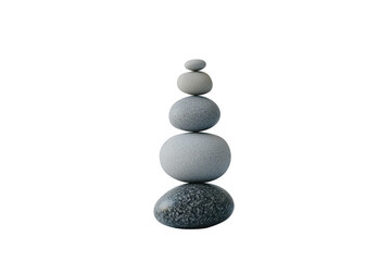 Stack of balancing pebbles on transparent background