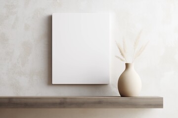 Blank gallery-wrapped canvas mockup on light textured concrete wall, modern aesthetic