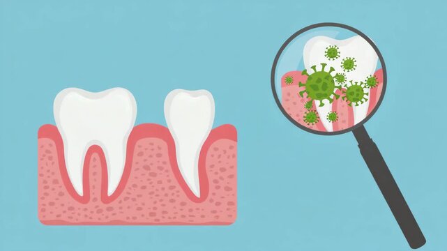 Dental Animation of Tooth Decay and Infection with Germs Magnified