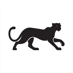 Obraz premium Silhouette Style Vector Cheetah Logo Icon – Minimal Wild Cat Emblem for Sports Branding, Fast Animal Symbol, Monochrome Jungle Predator Design, Elegant Graphic for Print and Digital Use