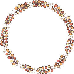 Colorful autumn leaves wreath for decoration on Autumn season, romantic event and Thanksgiving festival.