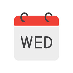 Wednesday calendar icon. Day of week symbol. Date sign. Vector illustration. Flat design. Editable stroke.