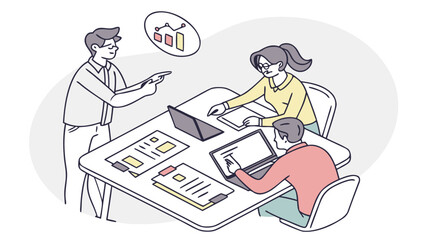 Corporate Cost Cutting Strategy Meeting with Team Analyzing Expenses and Reducing Overhead