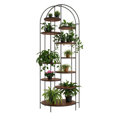 Fototapeta premium Elegant botanical display featuring a tiered plant stand on an isolated transparent backdrop