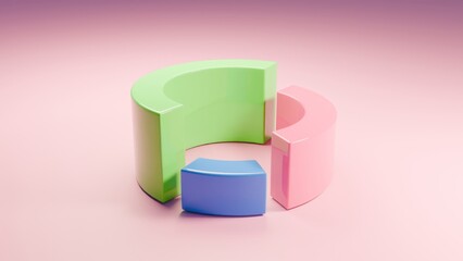 3D Minimal Business and finance Pie Chart – Colorful Data Visualization