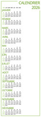 2026 calendar design in French in vertical format with blank space. Ideal design for institutional materials