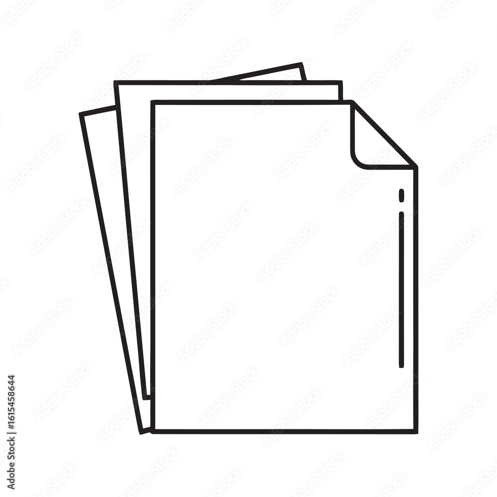 Poster document icon with a stack of paper representing office paperwork files reports and information for 