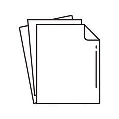 Document icon with a stack of paper representing office paperwork files reports and information for business or educational purposes line vector stroke
