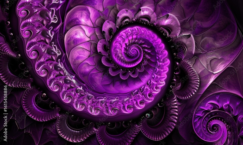 Poster purple spiral fractal art abstract digital design rendering background texture